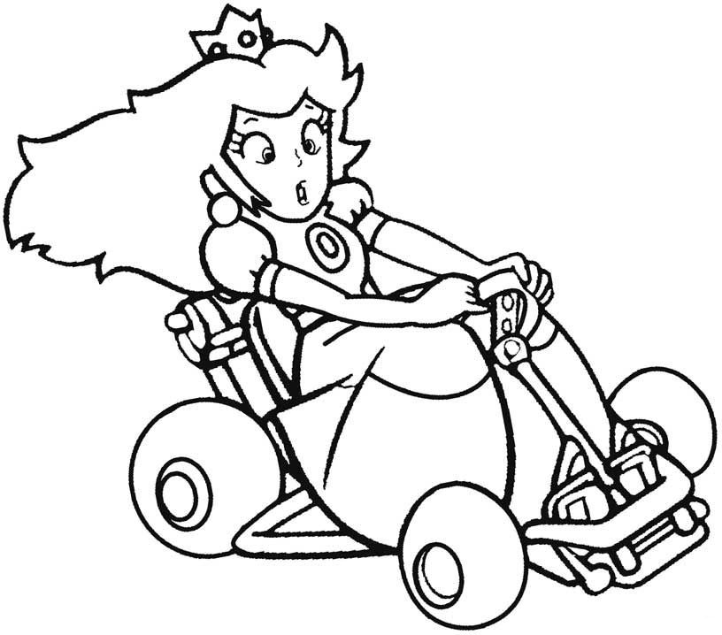 Coloring book princess on karts